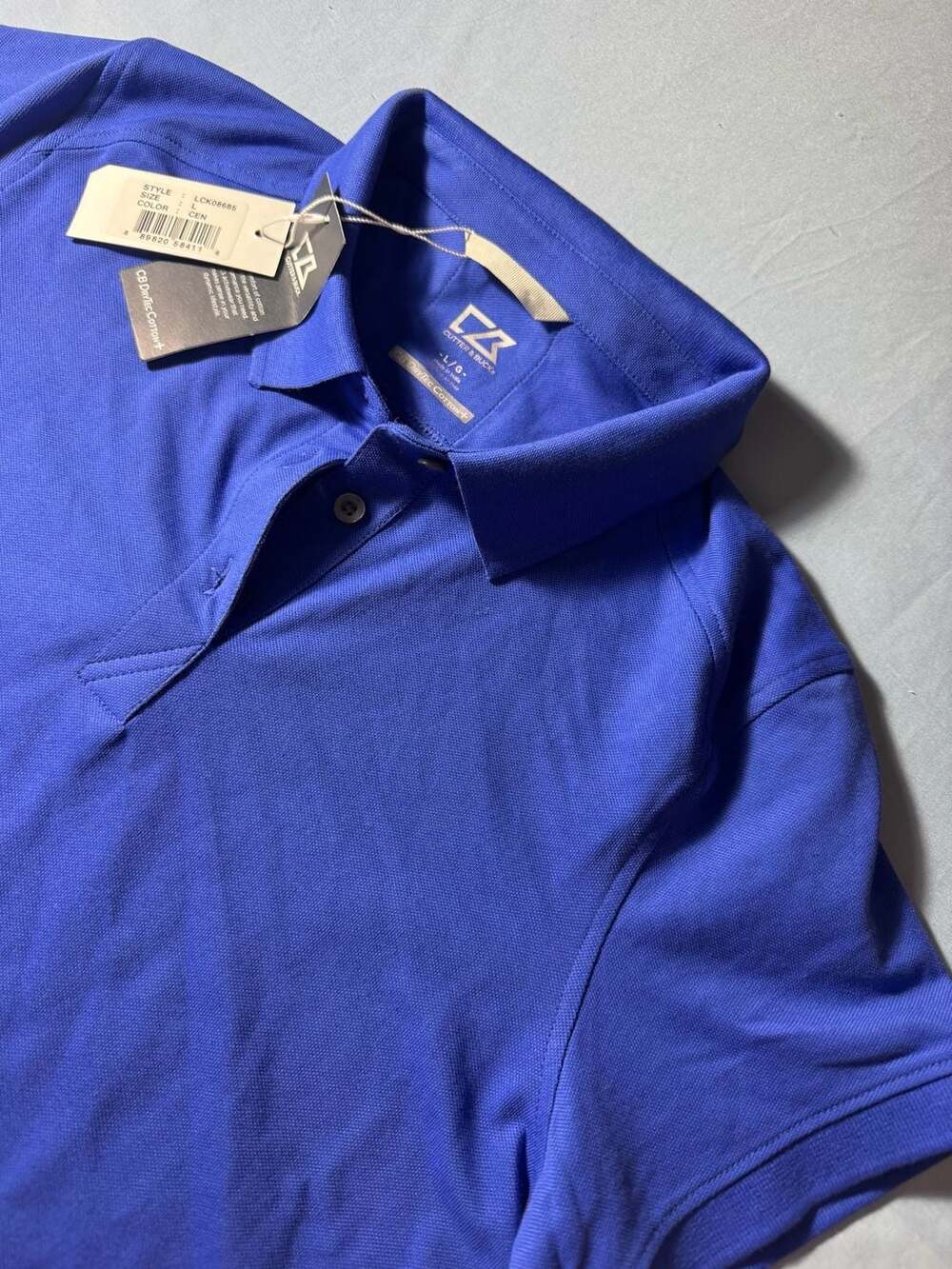 Cutter & Buck DryTec Cotton Polo Shirt Chelan Blue Large